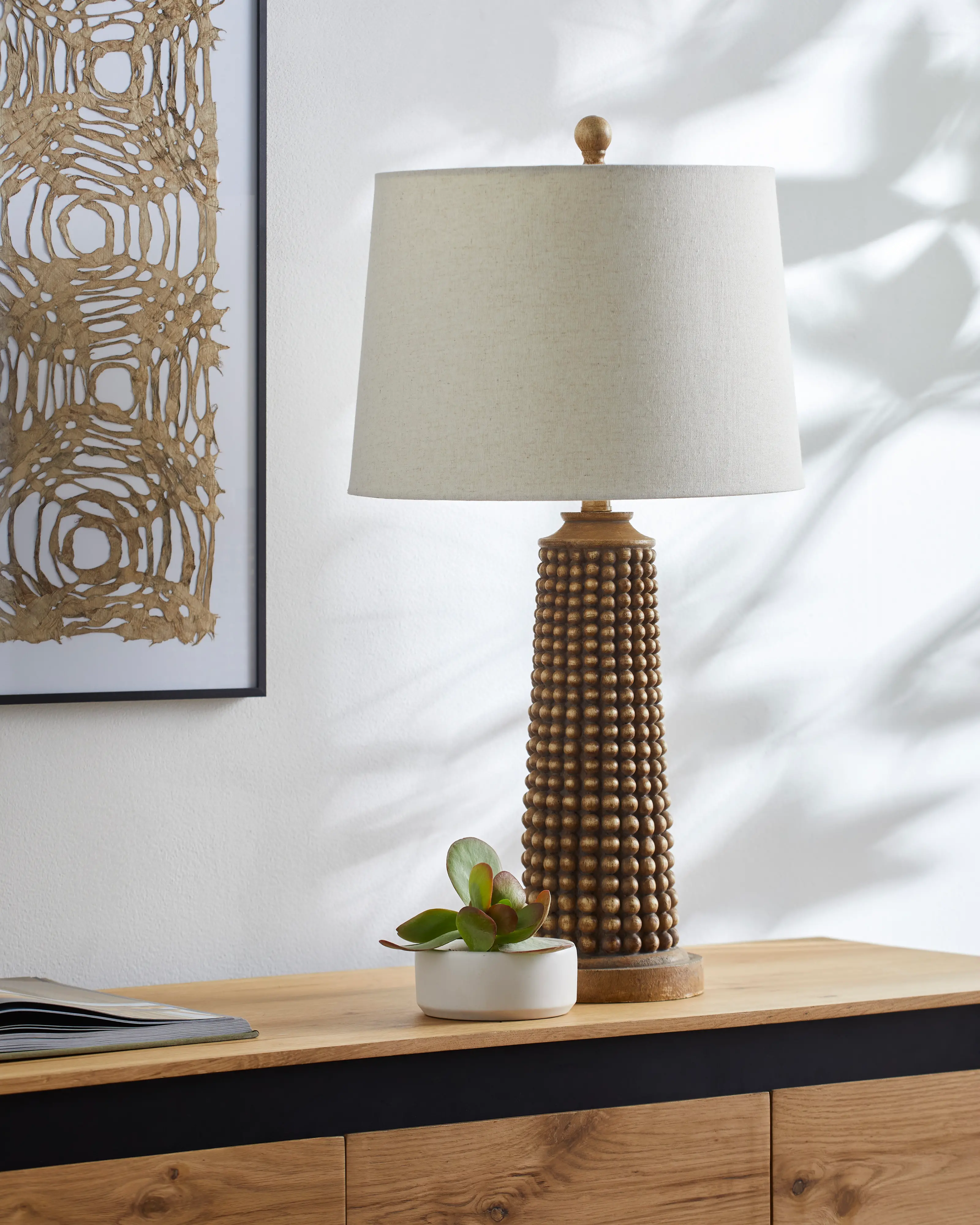 KUL-001 29  Brown and Linen Table Lamp-2