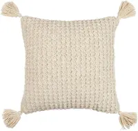 MKO015-2020P Beige Crochet and Wool Accent Pillow
