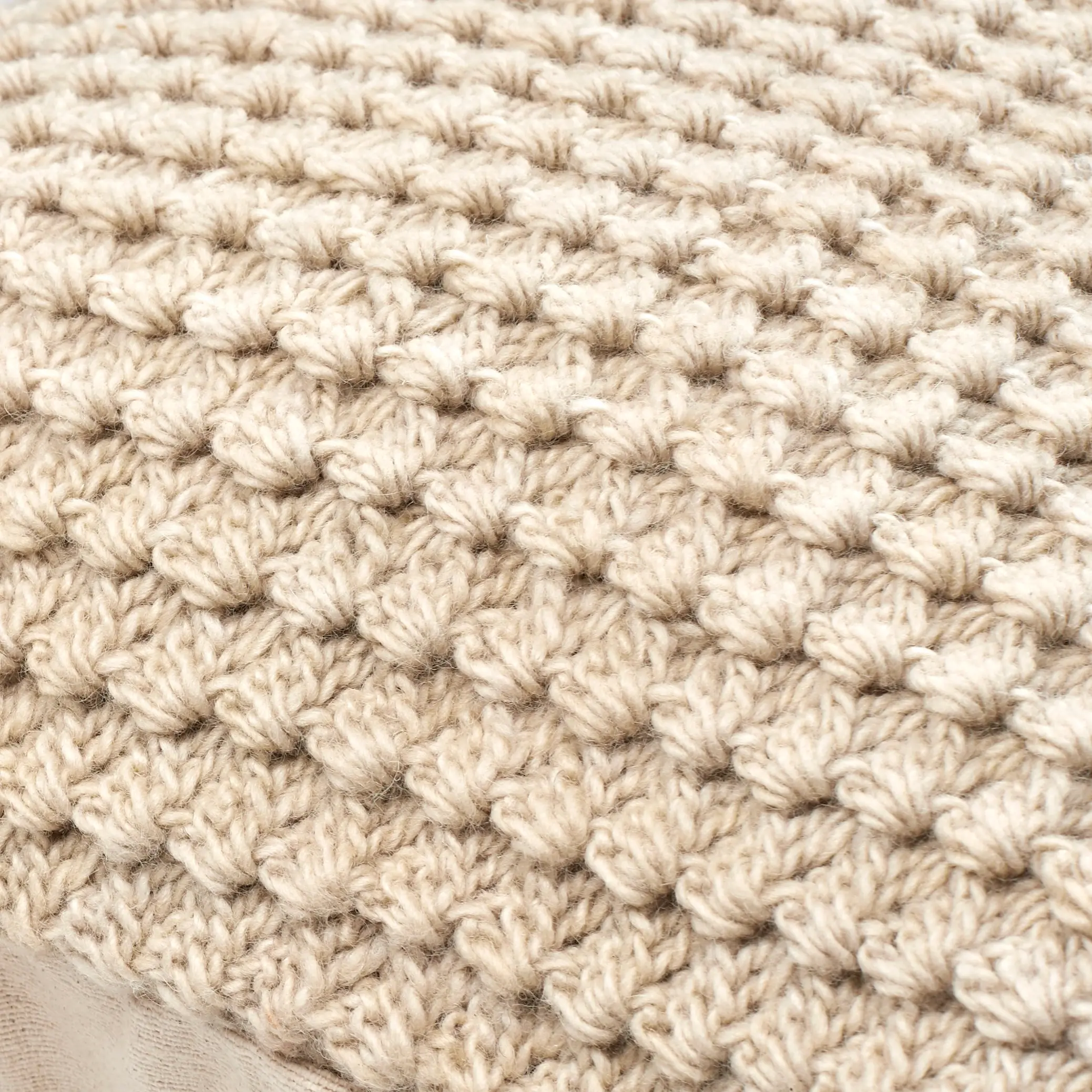 MKO015-2020P Beige Crochet and Wool Accent Pillow-4
