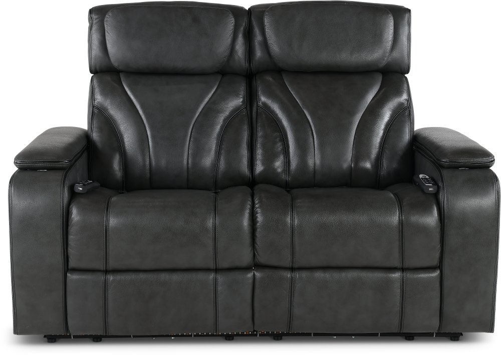 Arya Gray Power Reclining Loveseat with Power Headrests and Massage