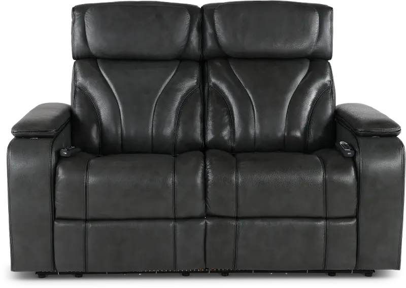 Arya Gray Power Reclining Loveseat with Power Headrests and Massage