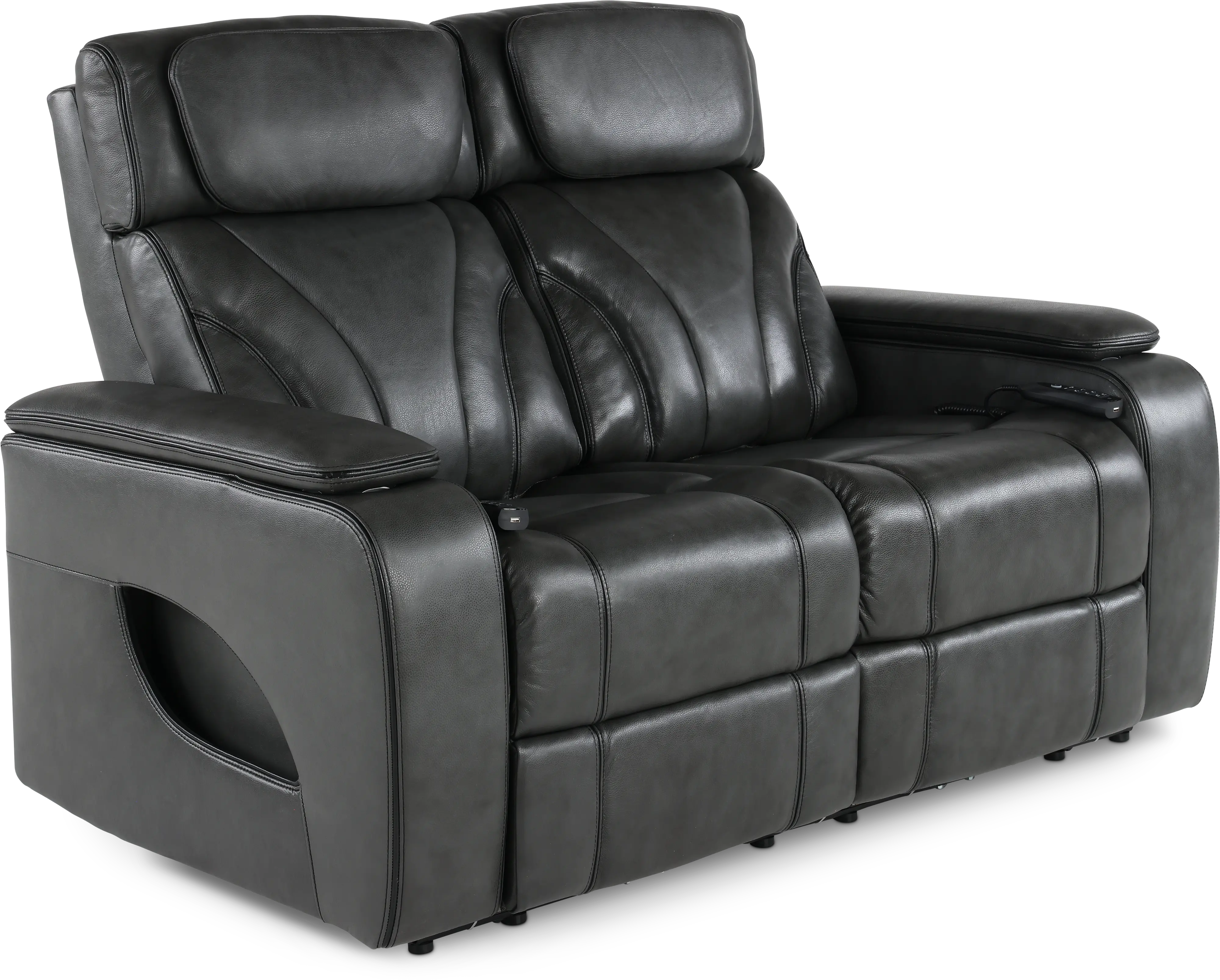 Arya Gray Power Reclining Loveseat with Power Headrests and Massage-4