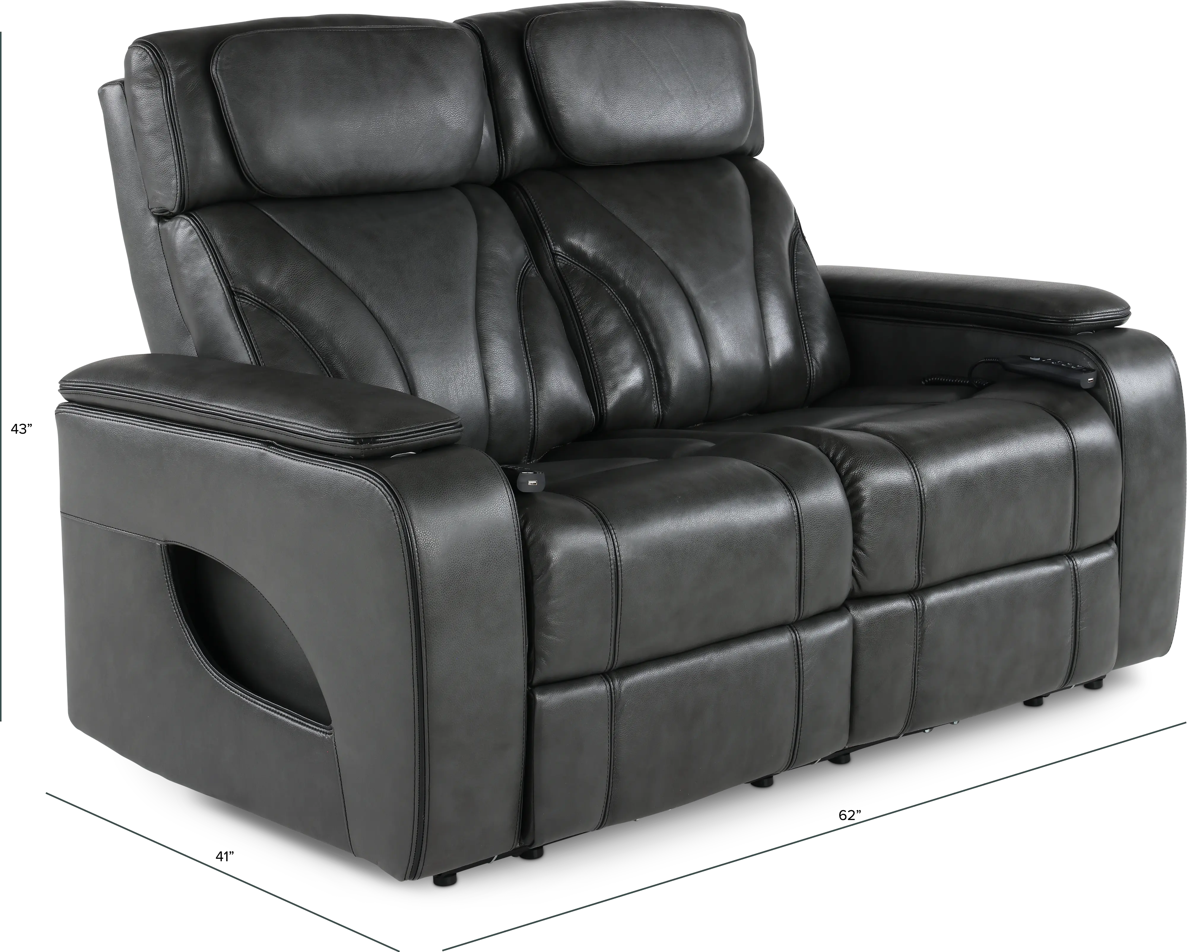 Arya Gray Power Reclining Loveseat with Power Headrests and Massage-3