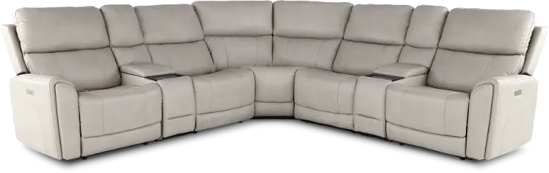 Damon Capriccio Dove 7-Piece Power Reclining Sectional with Audio System