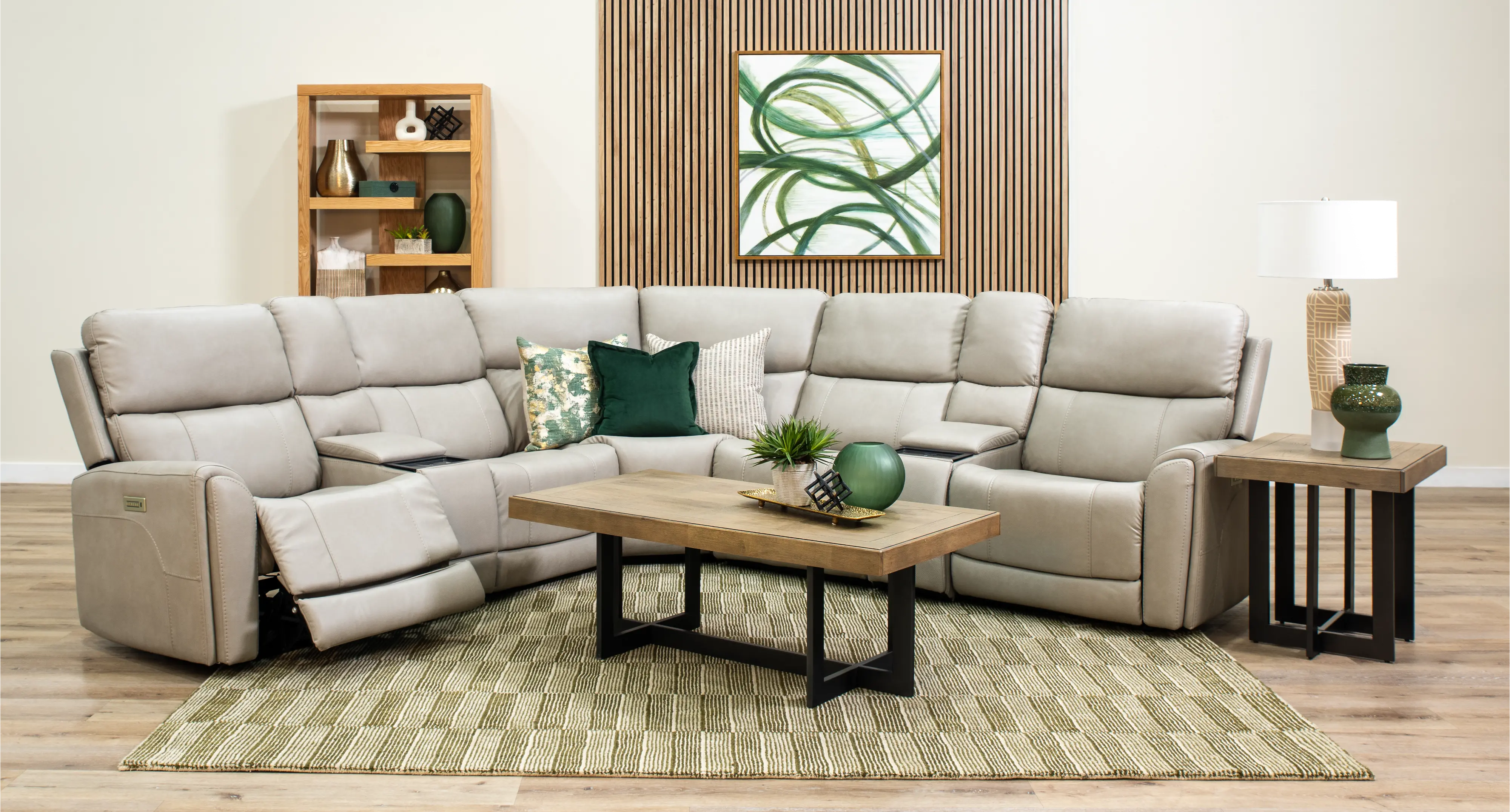 Damon Capriccio Dove 7-Piece Power Reclining Sectional with Audio System-2