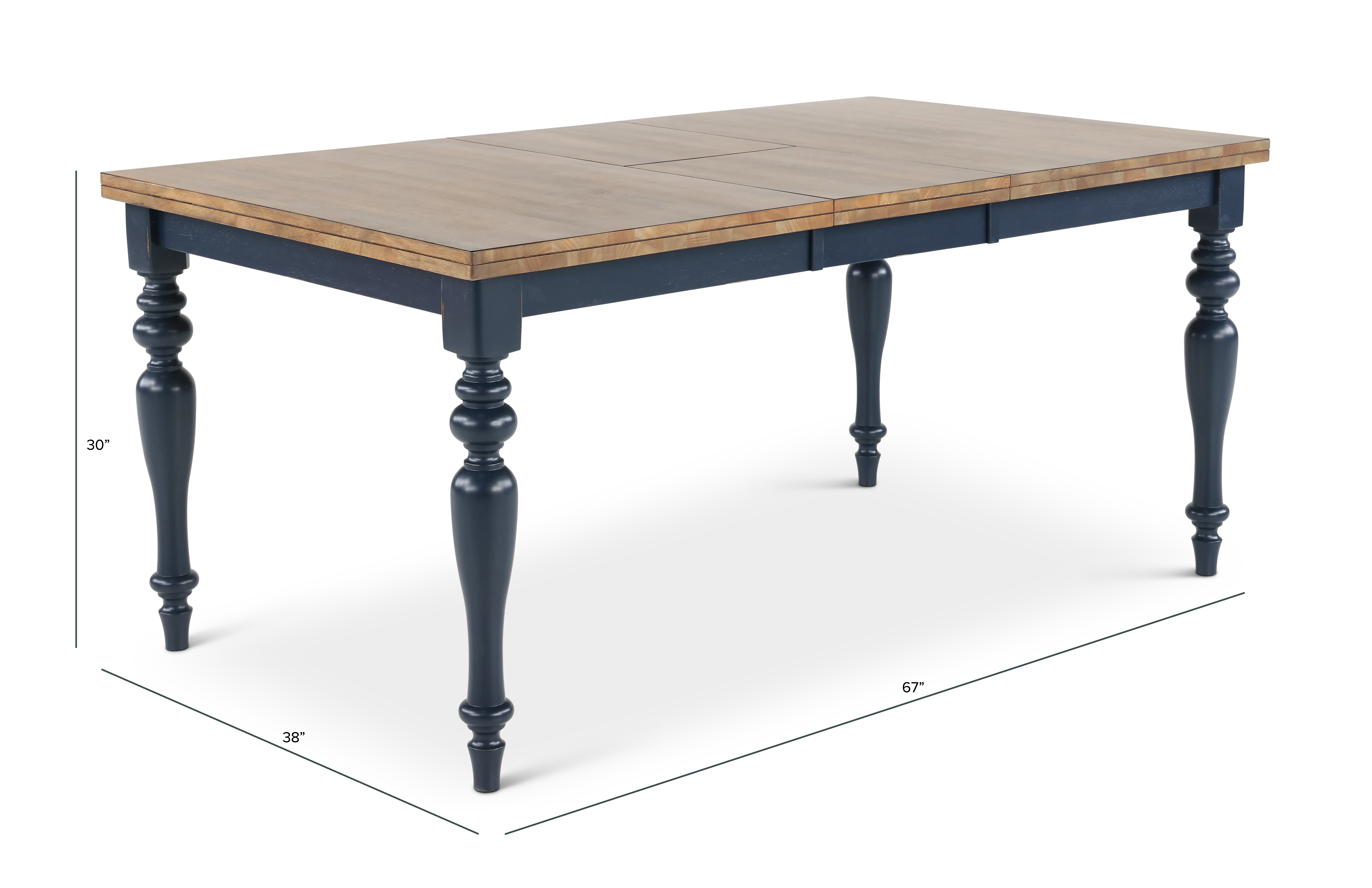Carmen Oak and Blue Dining Table-3
