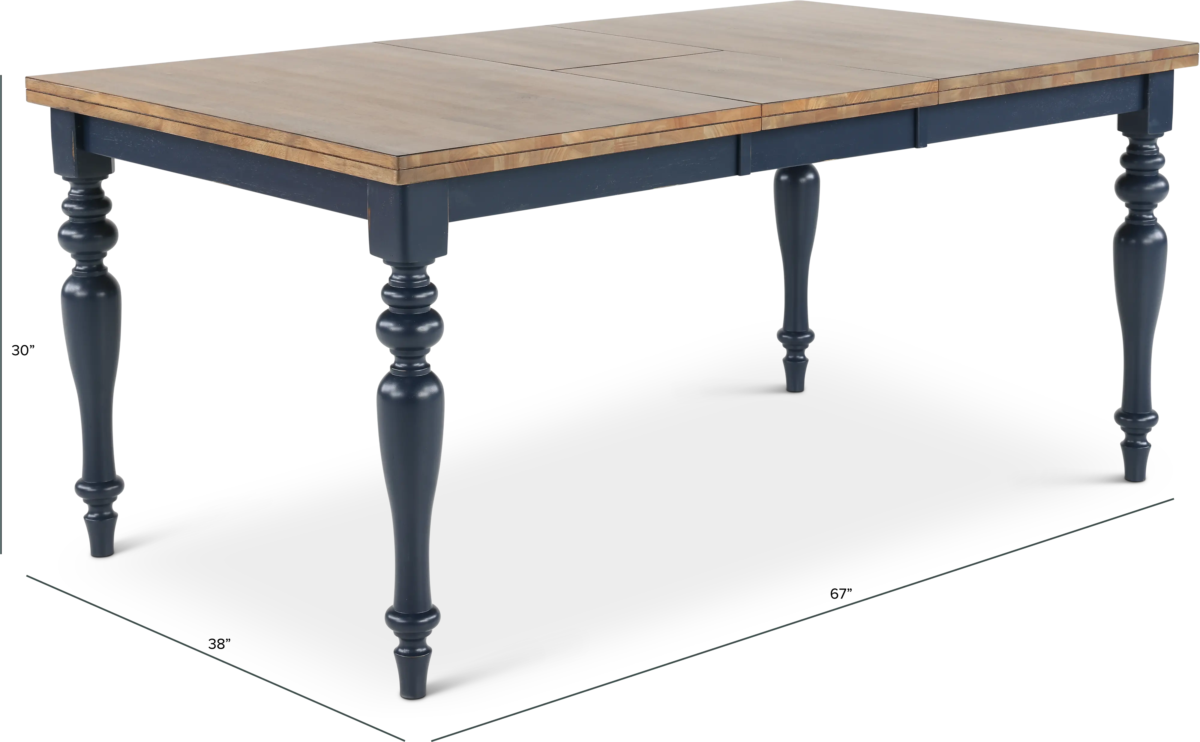 Carmen Oak and Blue Dining Table-3