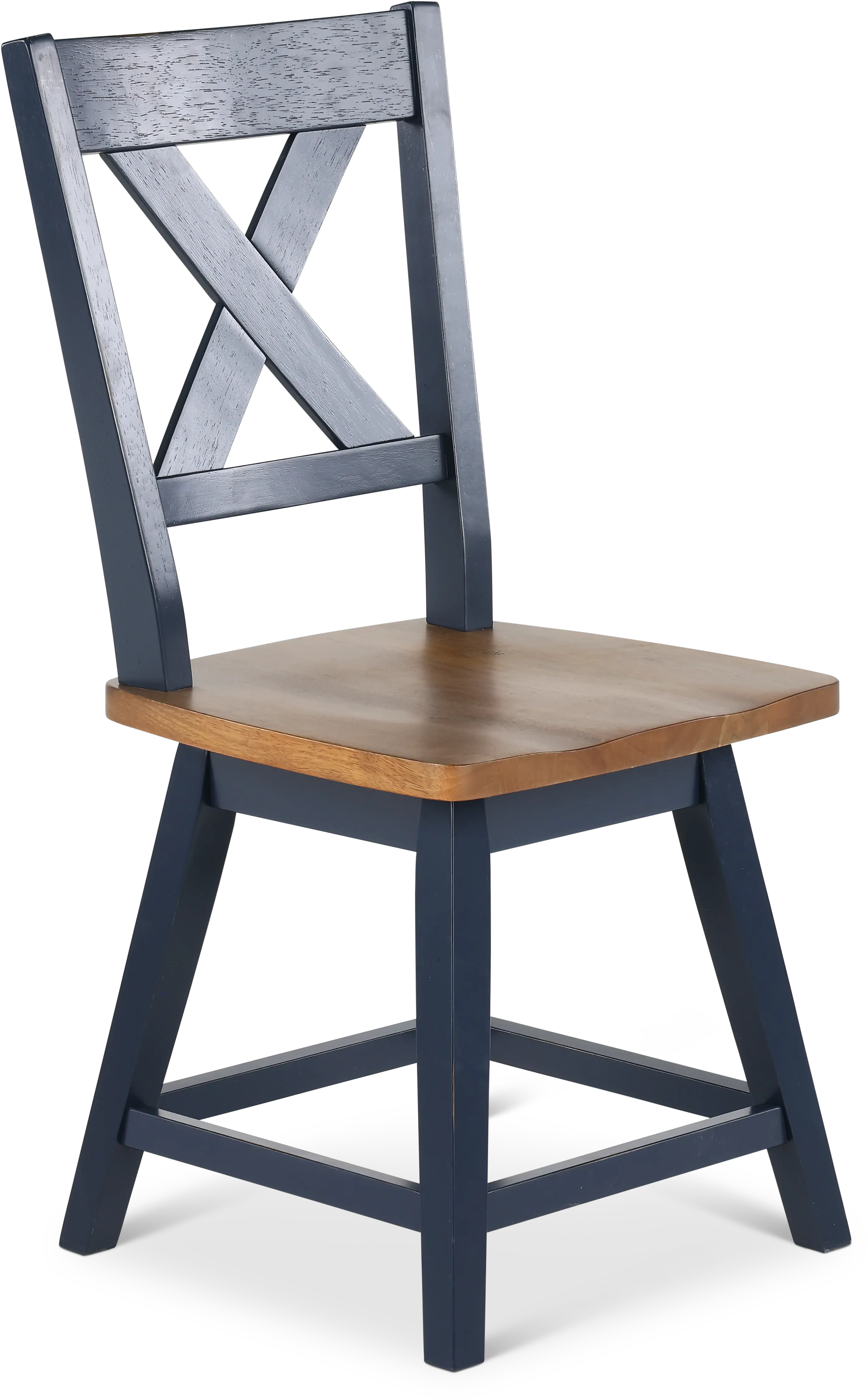 Carmen Oak and Blue Swivel Dining Chair-1