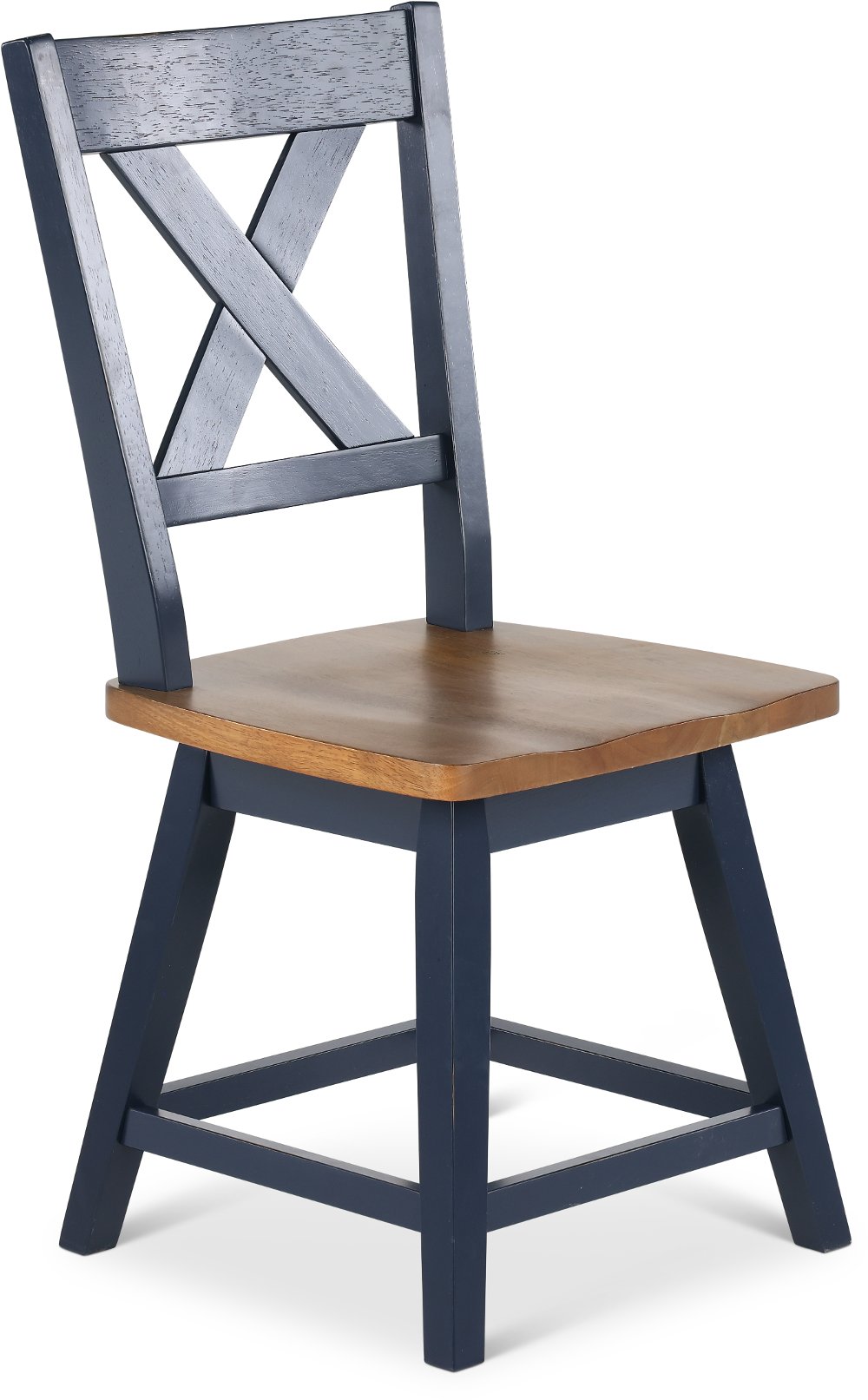 Carmen Oak and Blue Swivel Dining Chair