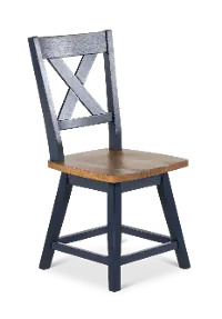 Carmen Oak and Blue Swivel Dining Chair