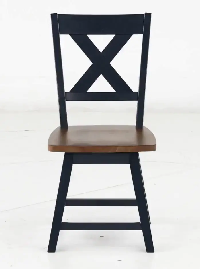 Carmen Oak and Blue Swivel Dining Chair-5