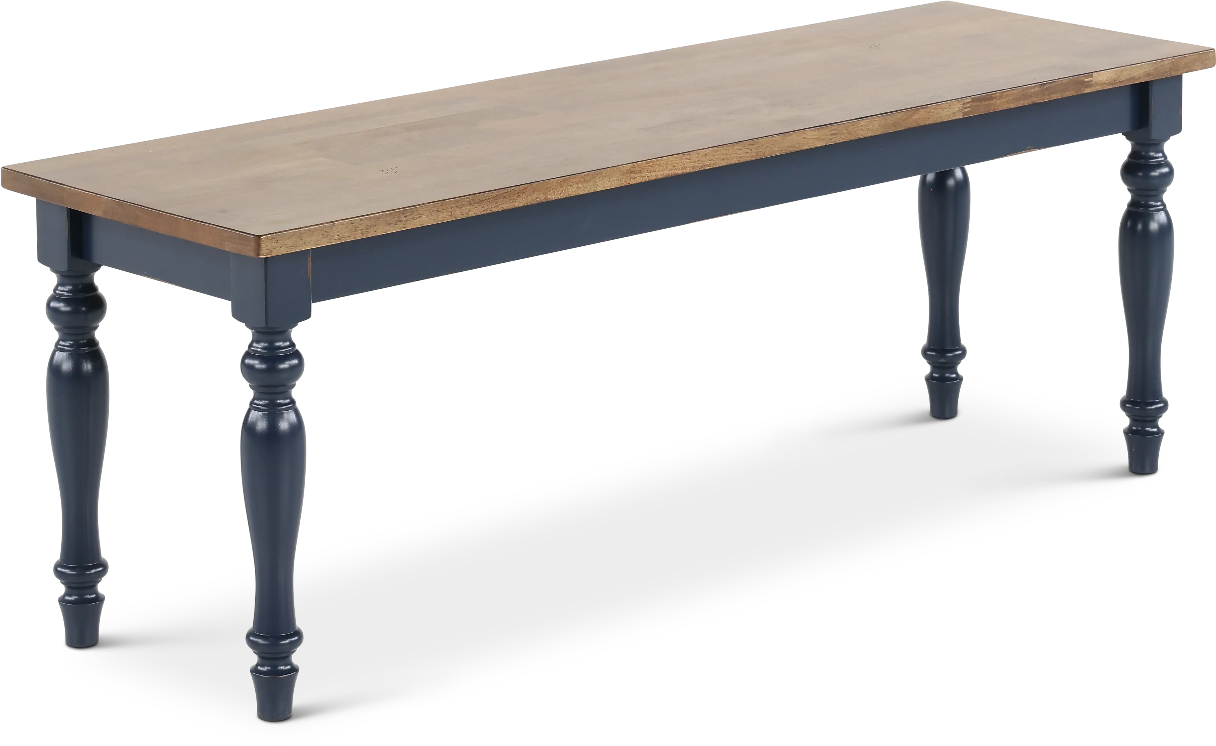Carmen Oak and Blue Dining Bench-1