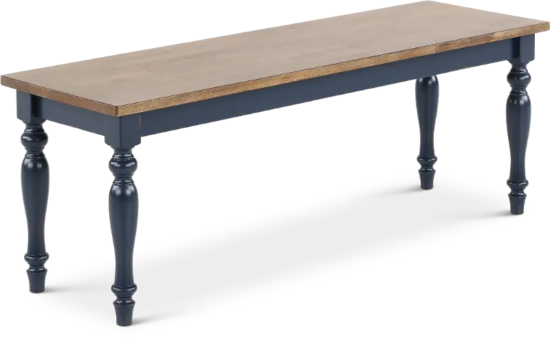 Carmen Oak and Blue Dining Bench