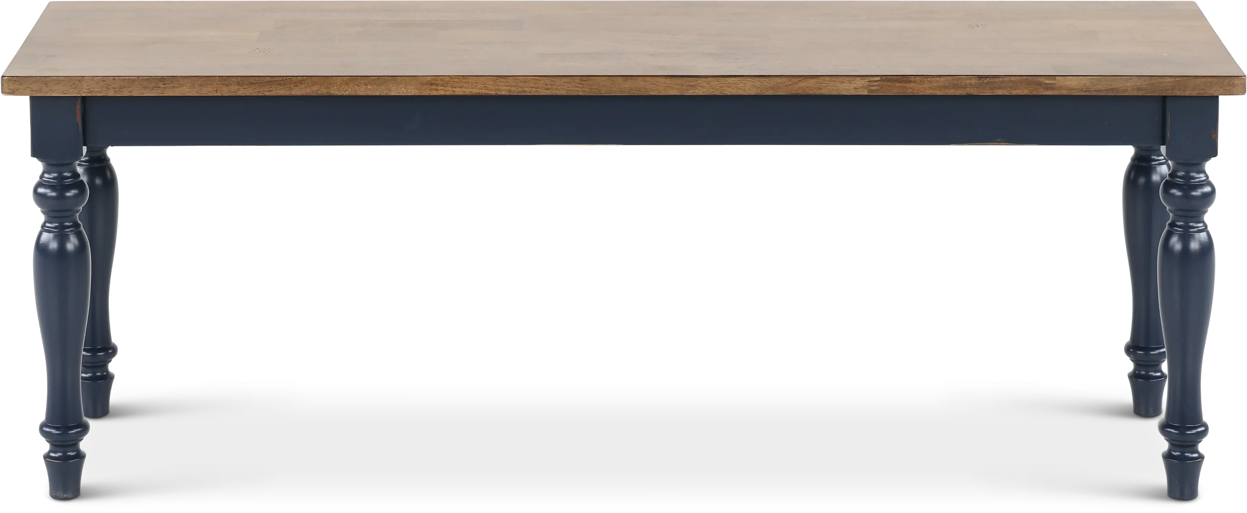 Carmen Oak and Blue Dining Bench-4