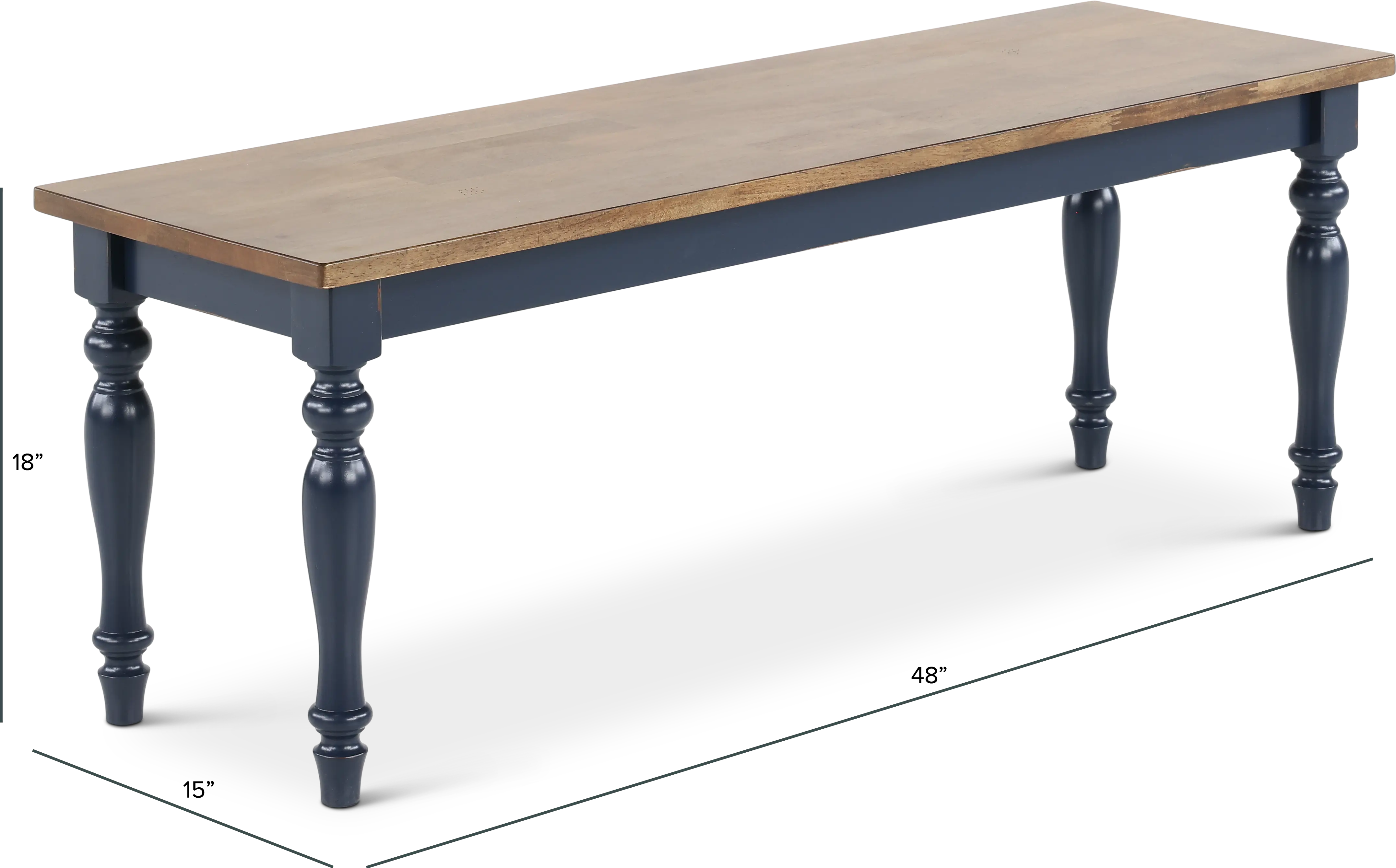 Carmen Oak and Blue Dining Bench-3