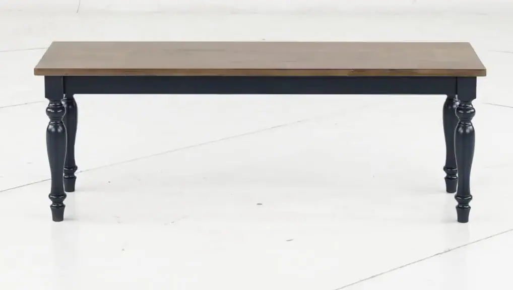 Carmen Oak and Blue Dining Bench-5