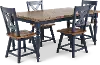 Carmen Oak and Blue 5-Piece Dining Set