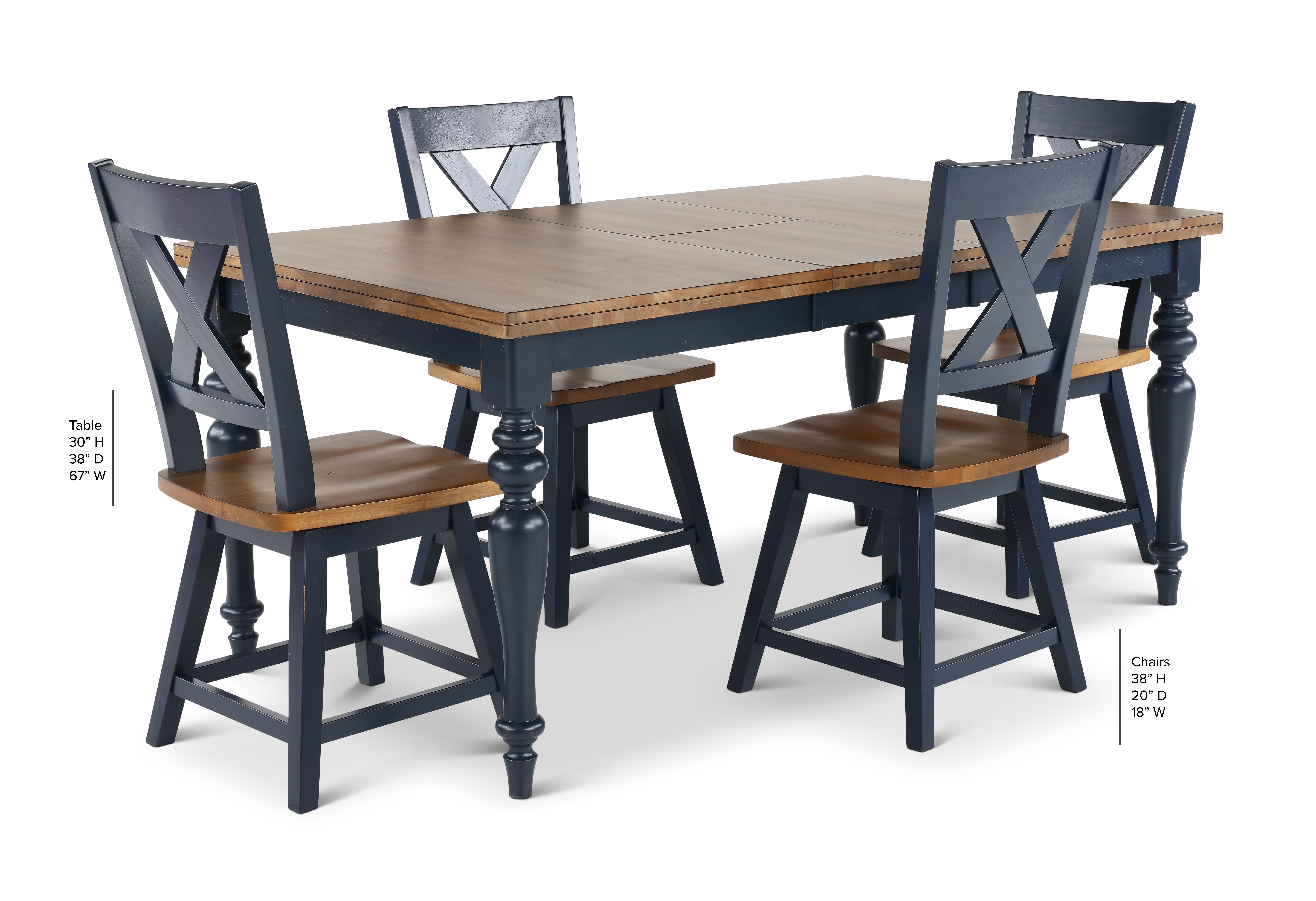 Carmen Oak and Blue 5-Piece Dining Set-3