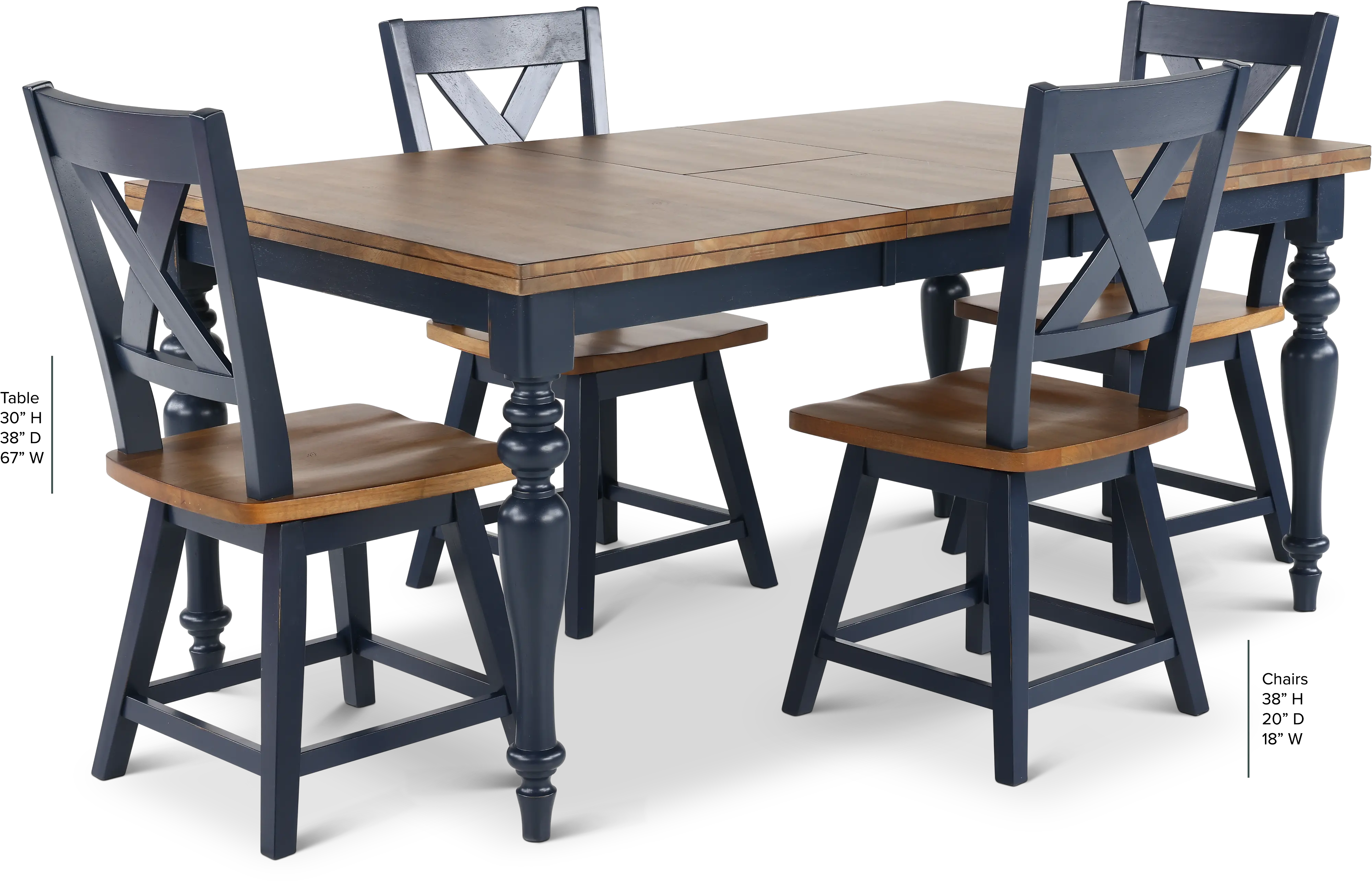 Carmen Oak and Blue 5 Piece Dining Set-3