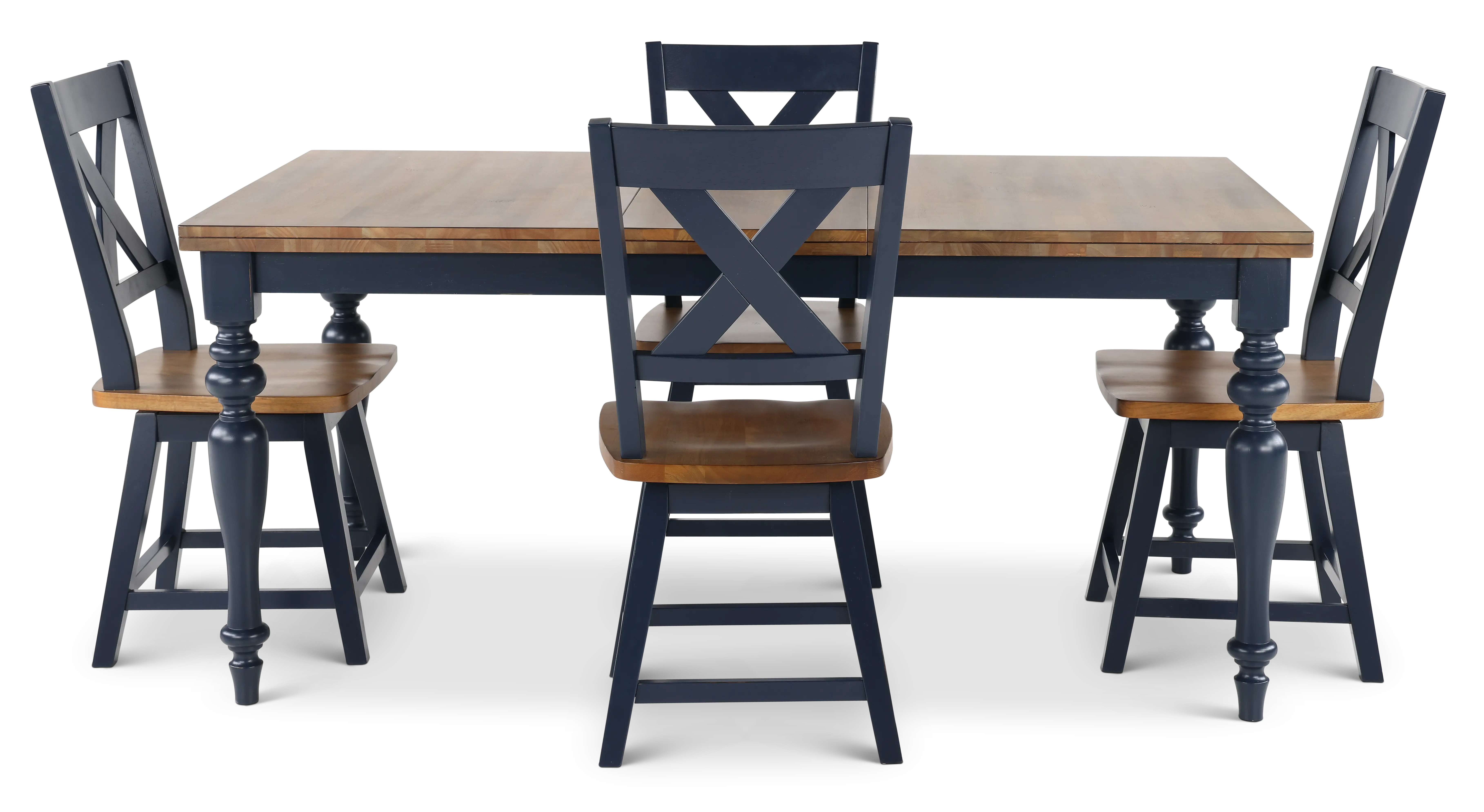 Carmen Oak and Blue 5-Piece Dining Set-4