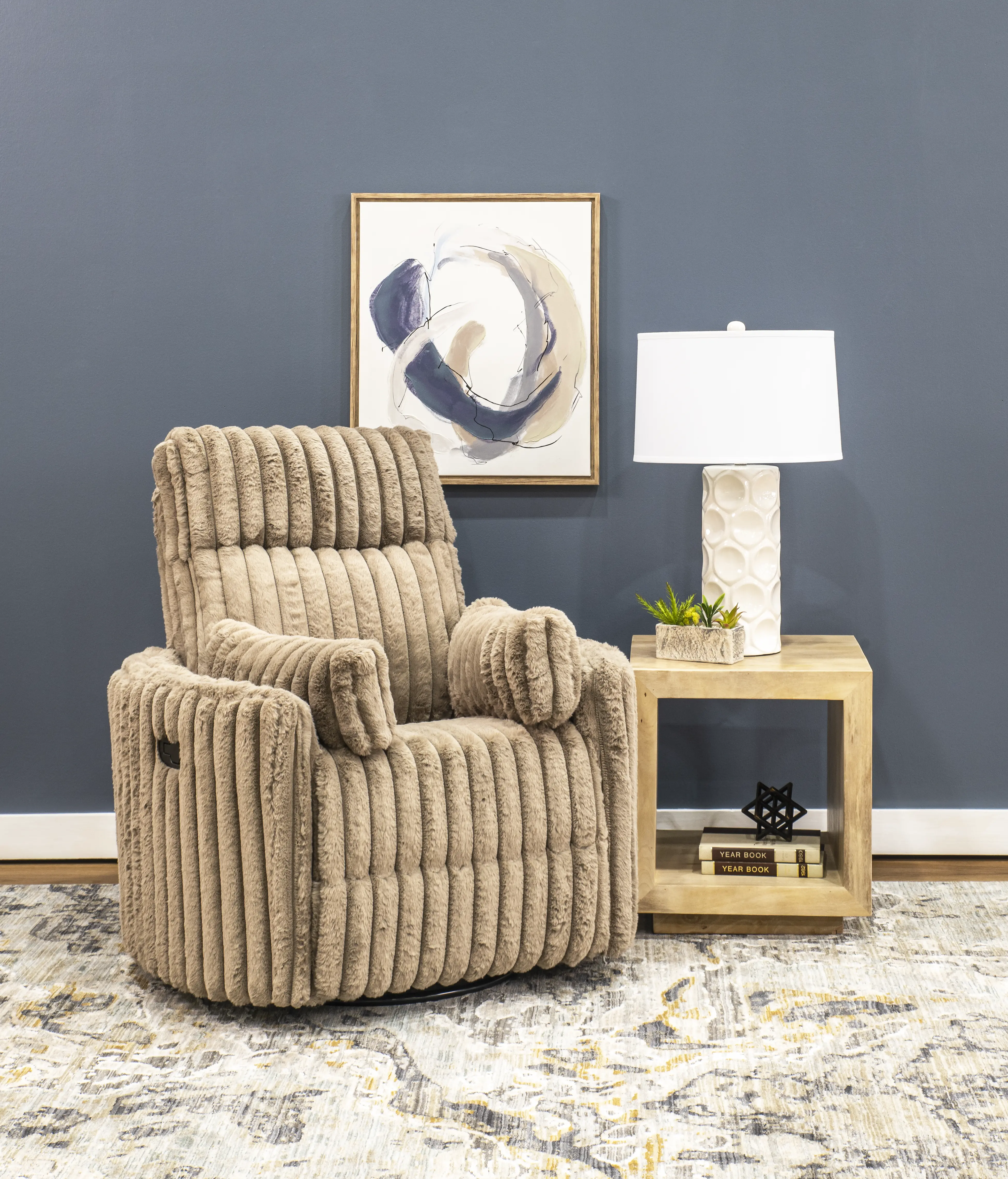 Mondo Avendio Cocoa Swivel Recliner-2
