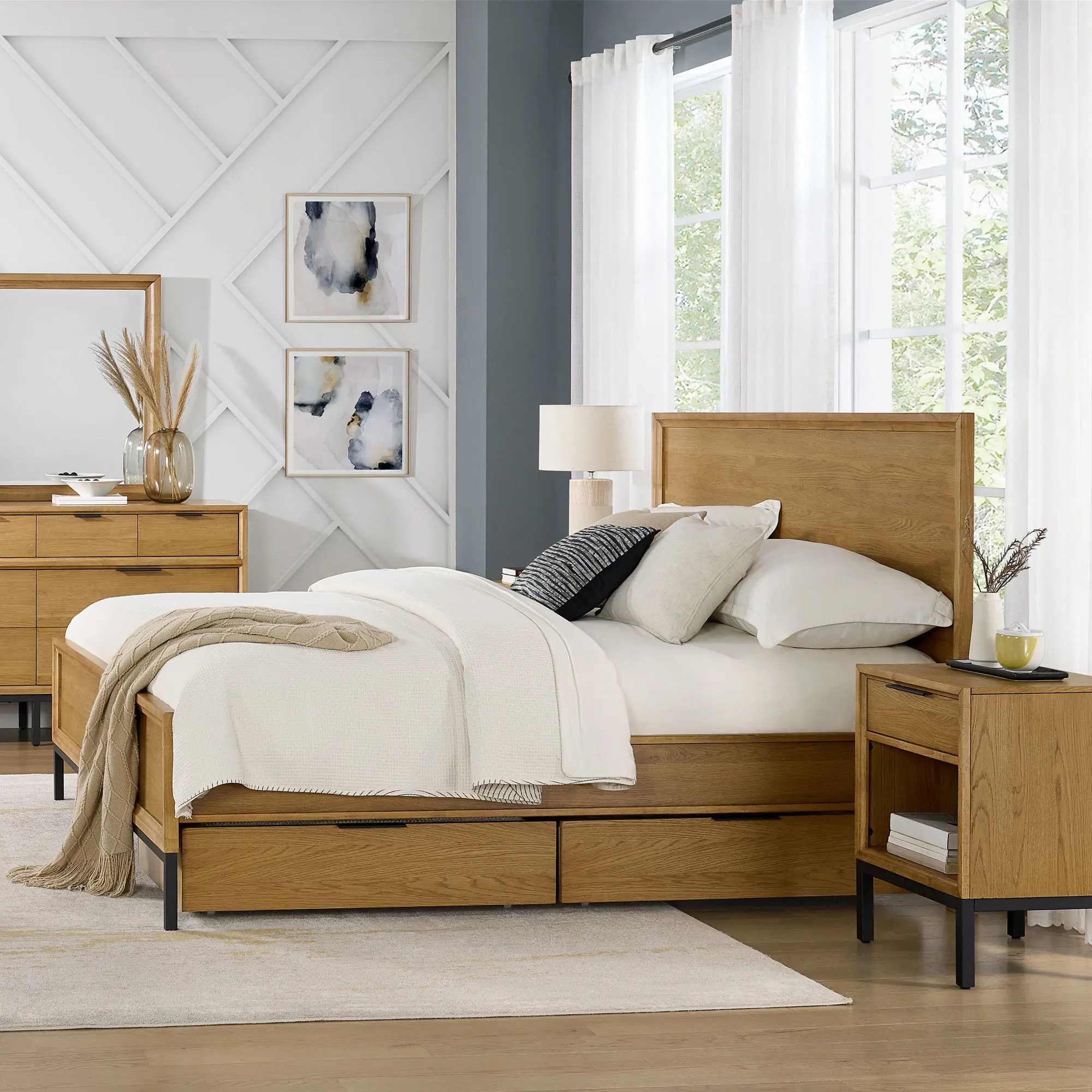 Newport Natural Oak Under-Bed Storage Drawers-2