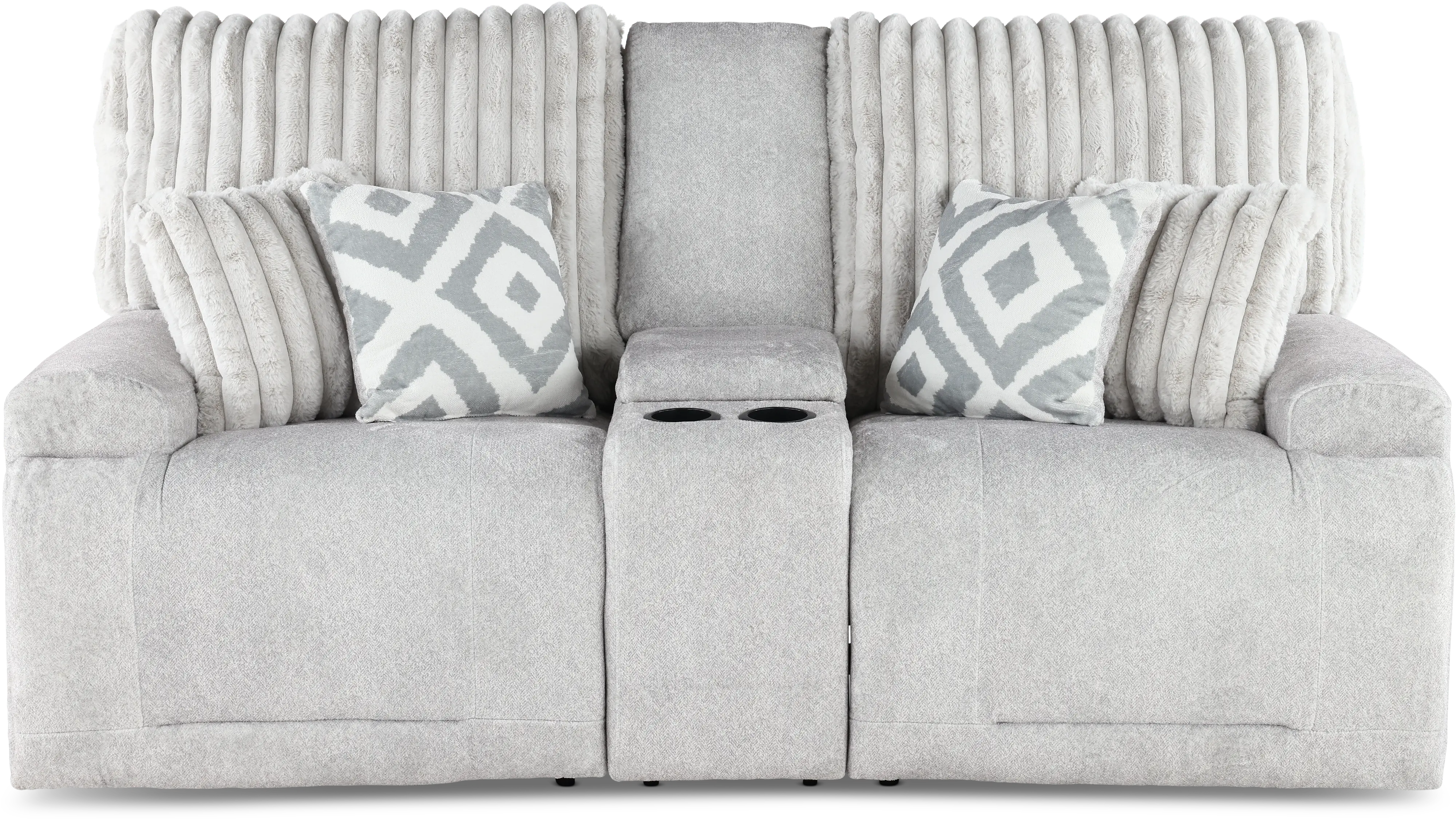 Mondo Silver Manual Reclining Console Loveseat-1