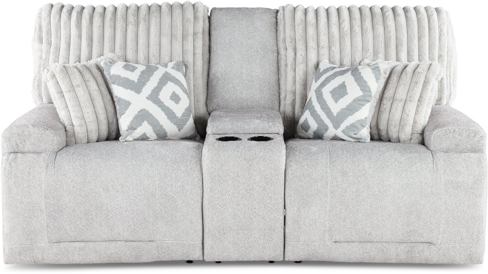 Mondo Silver Manual Reclining Console Loveseat