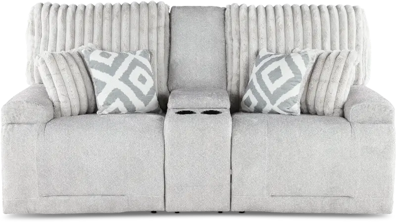 Mondo Silver Manual Reclining Console Loveseat