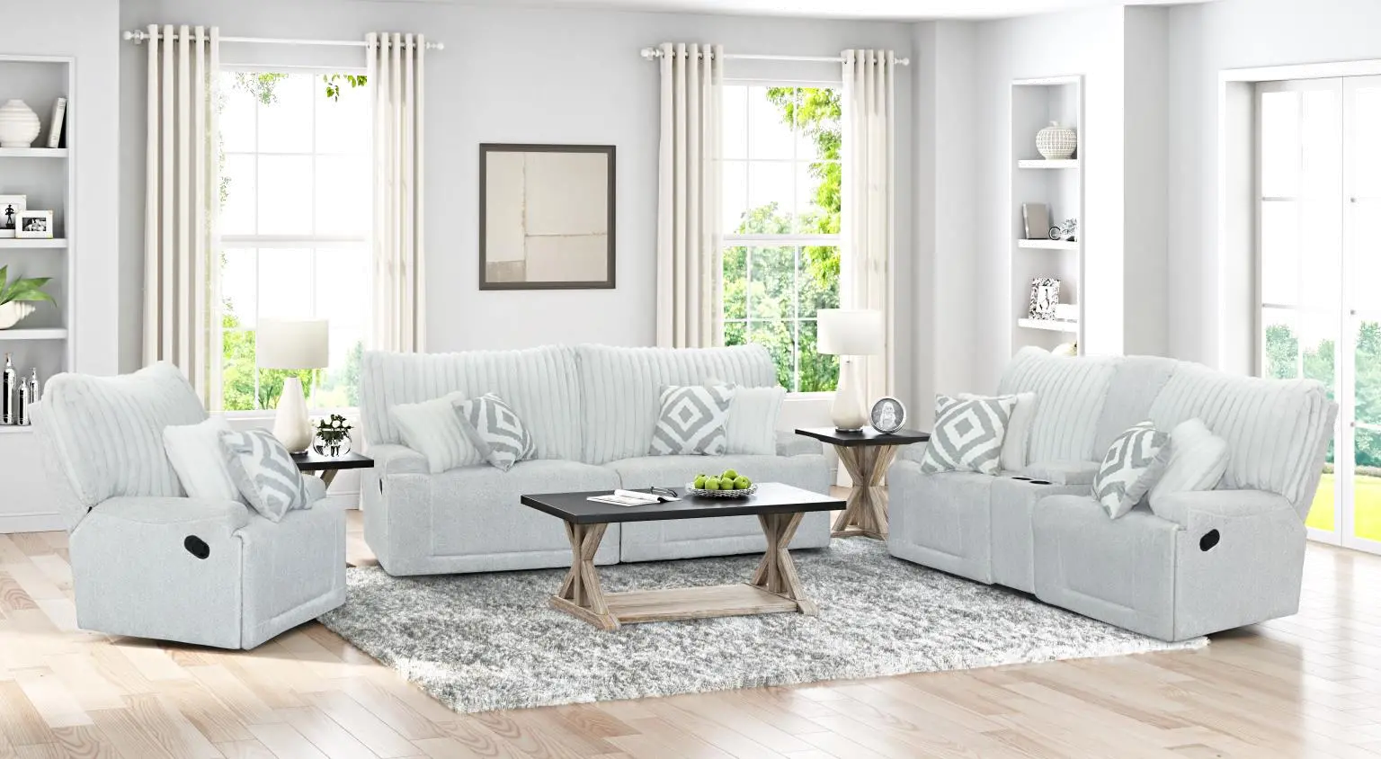Mondo Silver Manual Reclining Console Loveseat-2