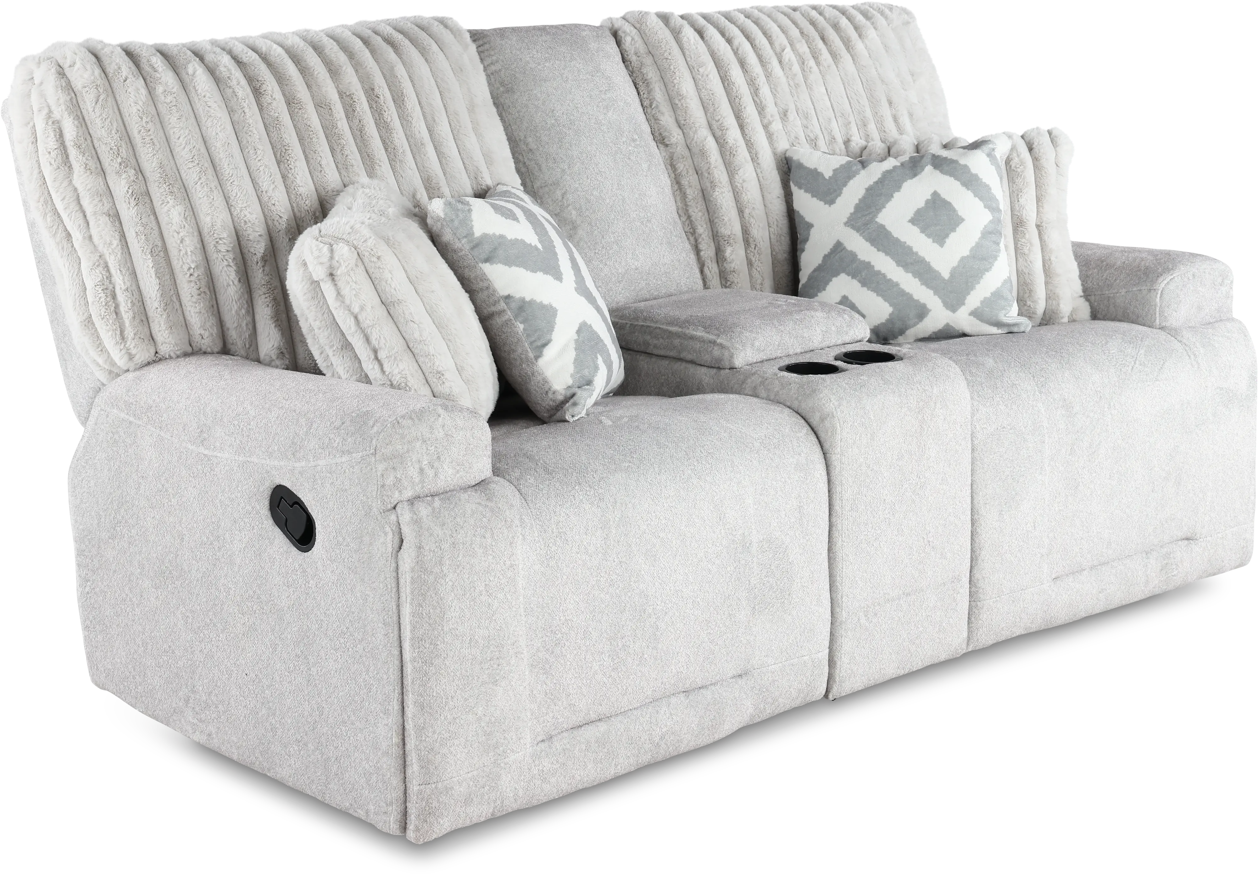 Mondo Silver Manual Reclining Console Loveseat-4
