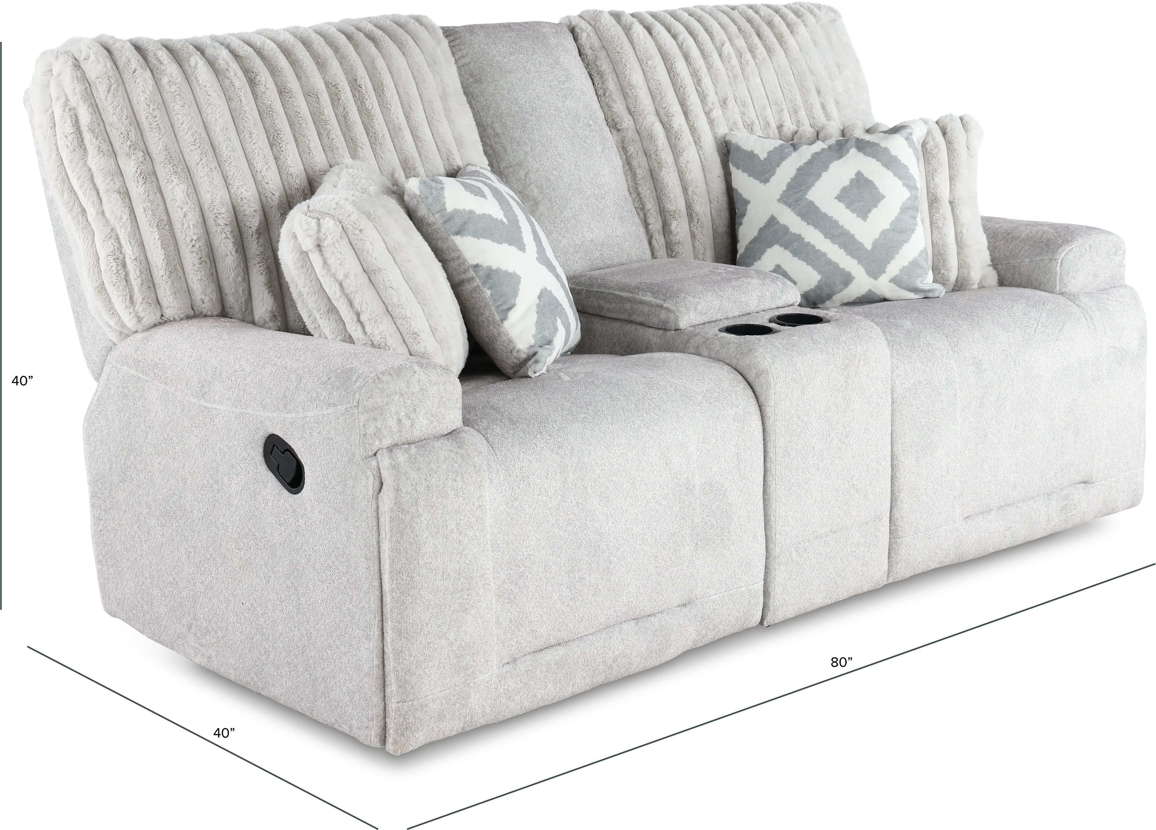 Mondo Silver Manual Reclining Console Loveseat-3