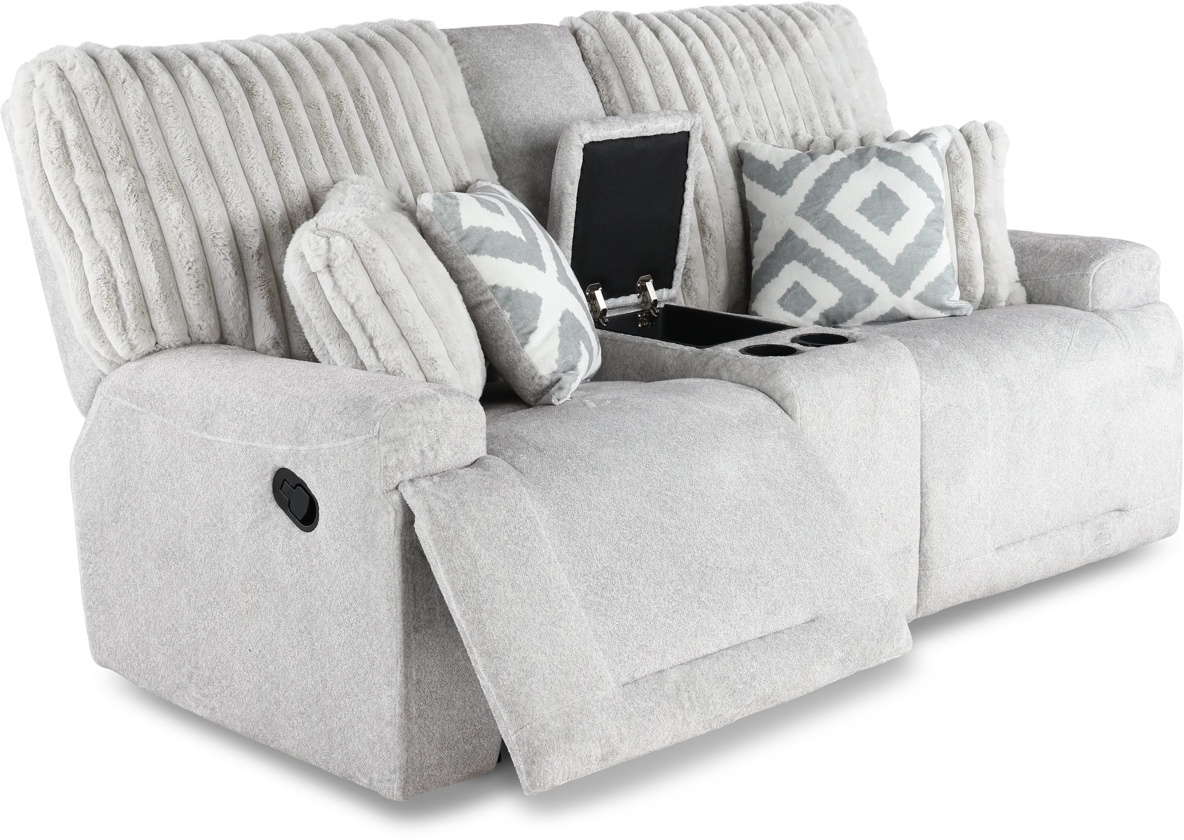 Mondo Silver Manual Reclining Console Loveseat-6