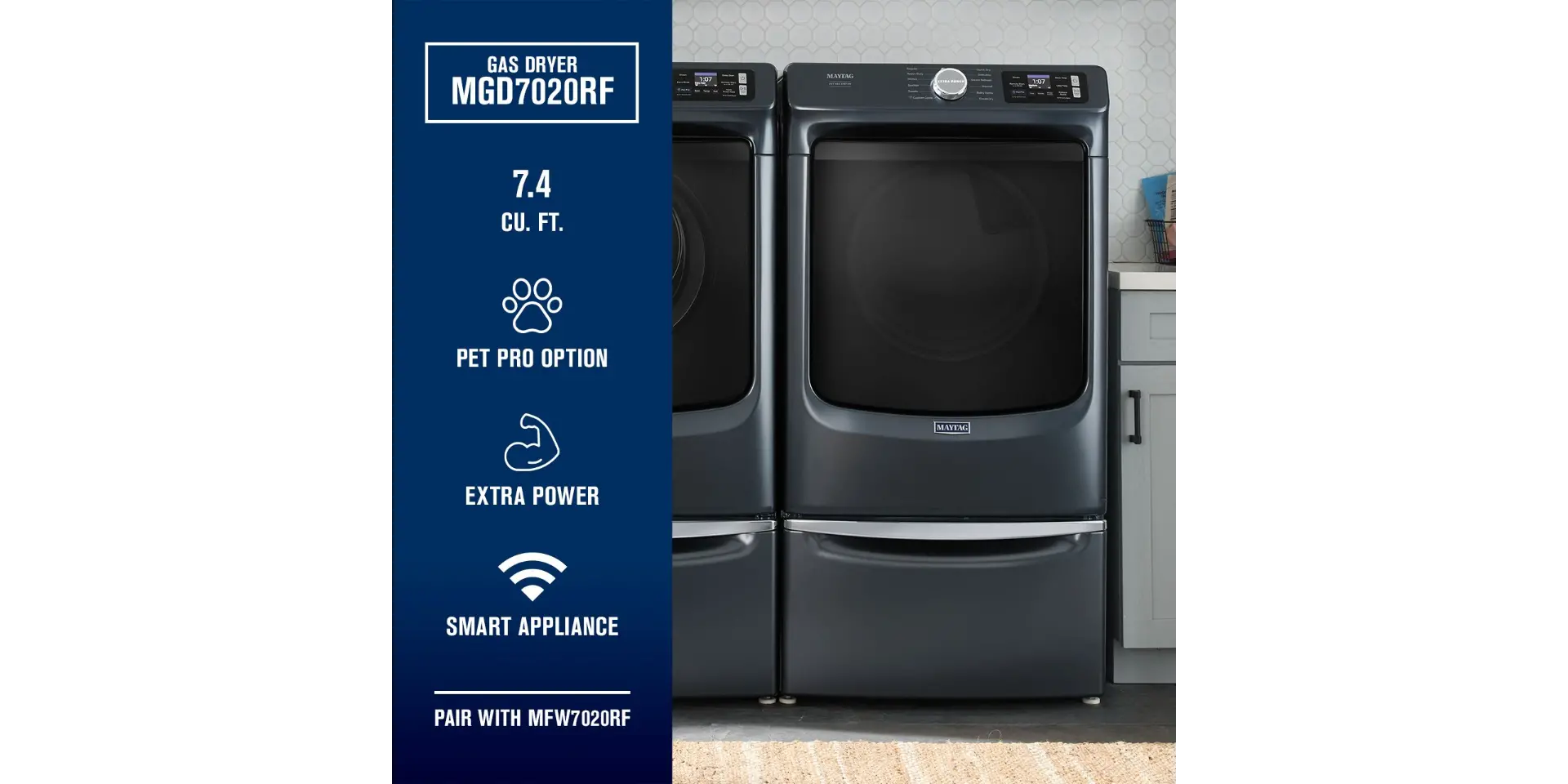 MGD7020RF Maytag 7.4 Cu Ft Smart Pet Pro Gas Dryer - Midnight Steel-4