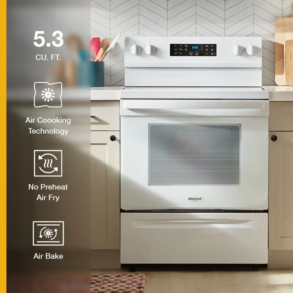 WFES5030RW Whirlpool 5.3 Cu Ft Single Oven Electric Range - White-3