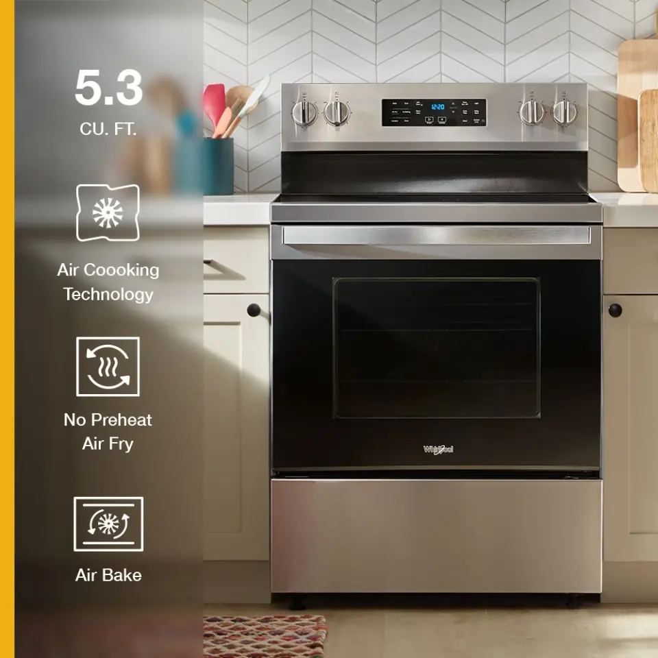 WFES5030RZ Whirlpool 5.3 Cu Ft Single Oven Electric Range - Fingerprint Resistant Stainless Steel-3