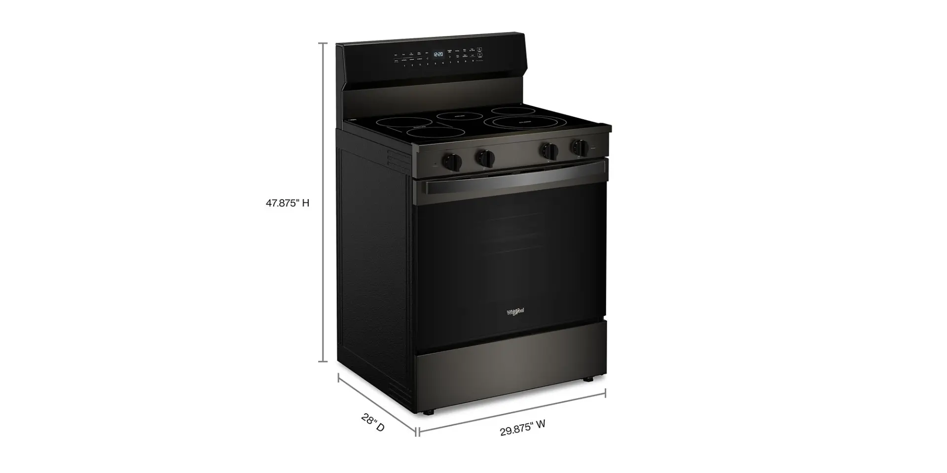 WFES7530RV Whirlpool 5.3 Cu Ft Single Oven Electric Range - Black Stainless Steel-3