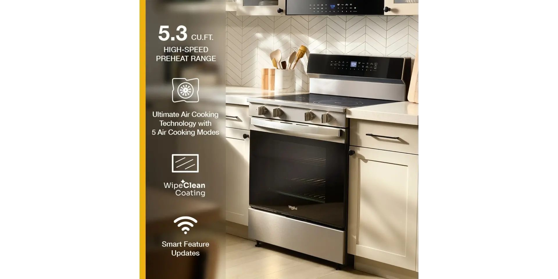 WFES7530RZ Whirlpool 5.3 Cu Ft Smart Electric Range - Stainless Steel-3