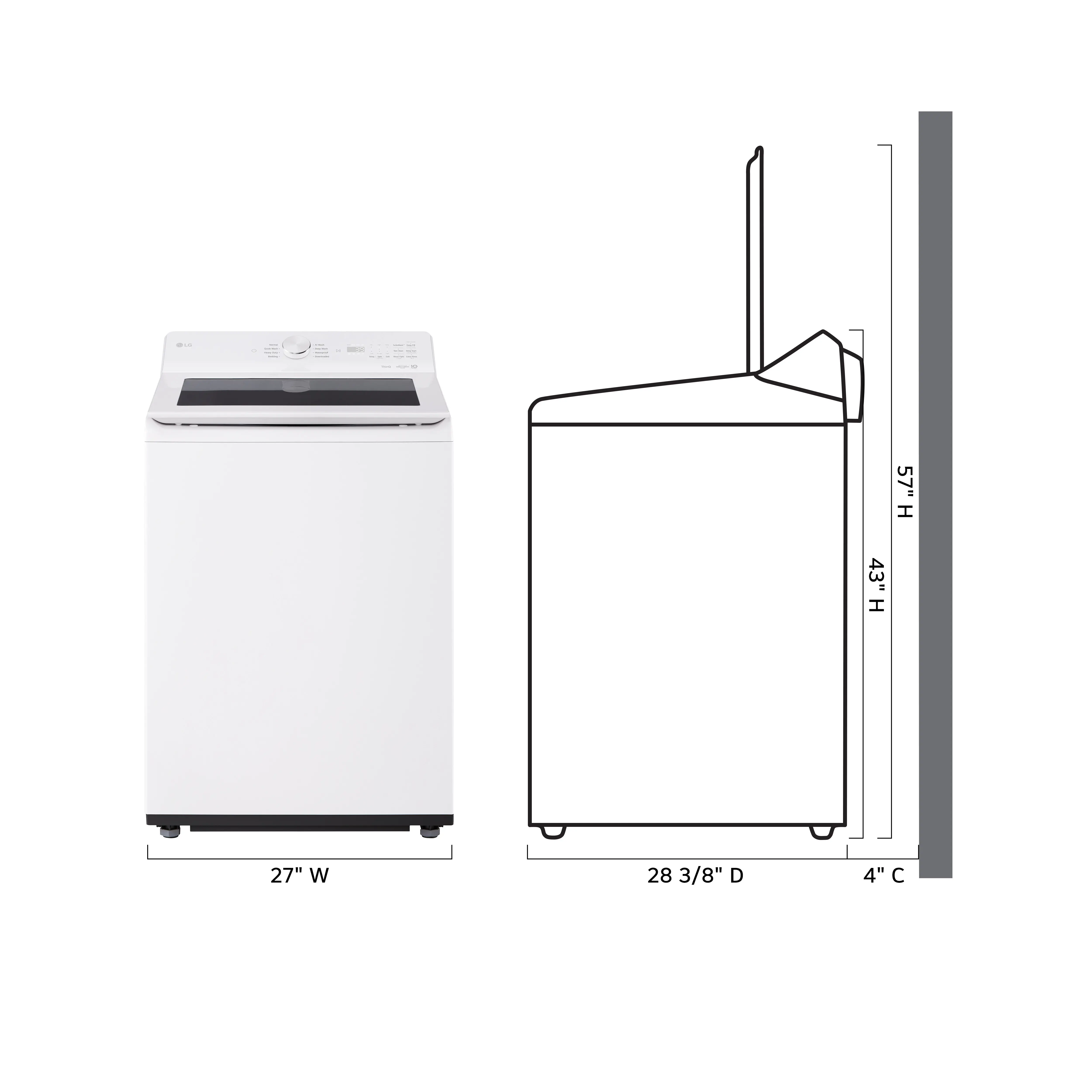 WT8200CW LG 5.0 Cu Ft Top Load Washer with Impeller - White-3