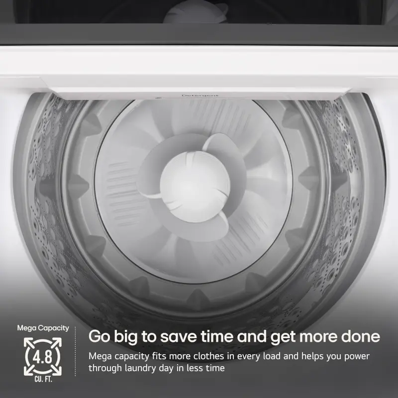 WT8205CW LG 4.8 Cu Ft Top Load Washer with Agitator - White-6