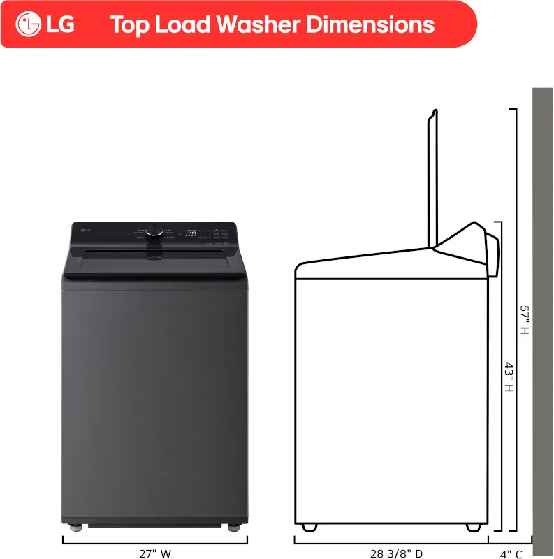 WT8205CL LG 4.8 Cu Ft Top Load Washer with Agitator - Black-3
