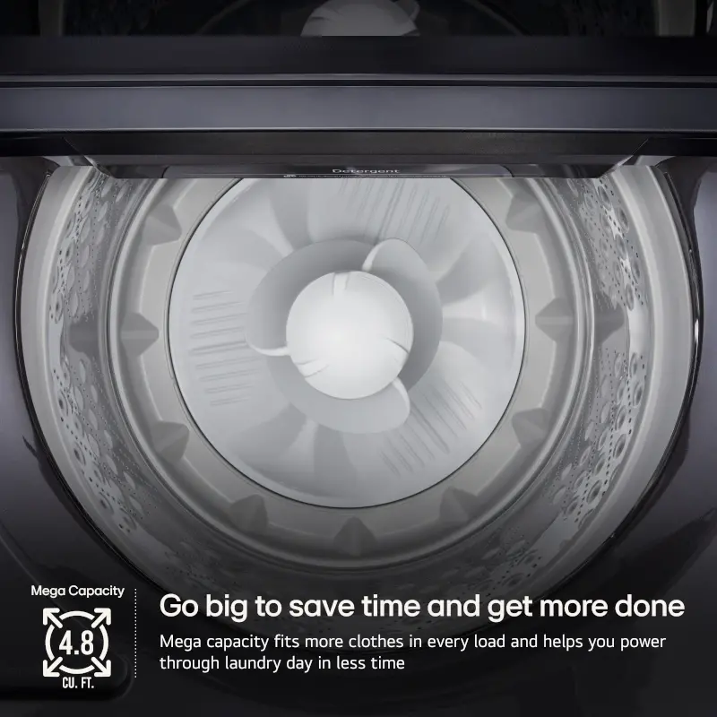WT8205CL LG 4.8 Cu Ft Top Load Washer with Agitator - Black-6