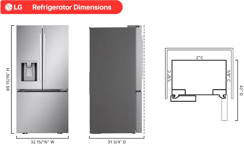 LF20G6331S LG 20 Cu Ft French Door Refrigerator - Counter Depth Stainless Steel-3
