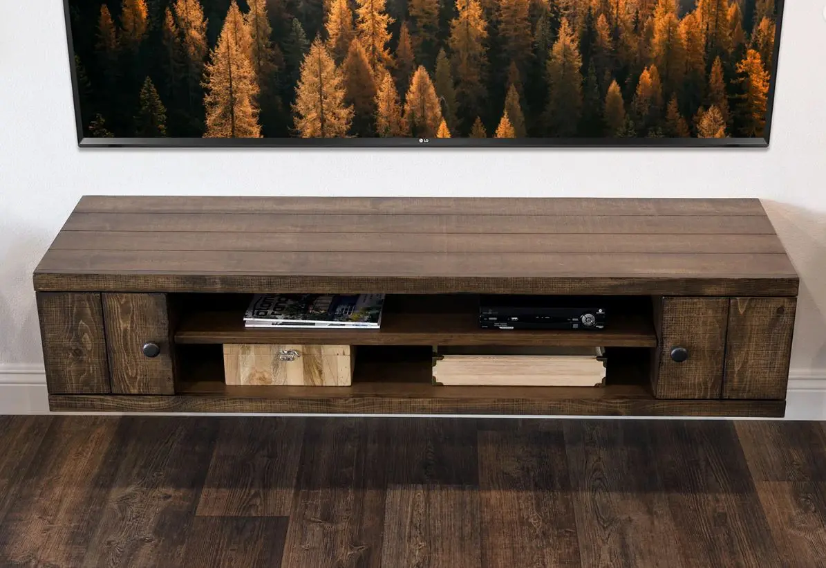 Farmhouse Rustic Wall Mounted TV Stand-4