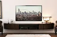 Arc Curved Espresso Wall Mounted TV Stand