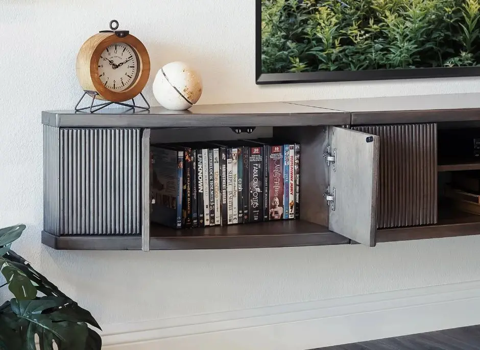Arc Curved Graystone Wall Mounted TV Stand-5