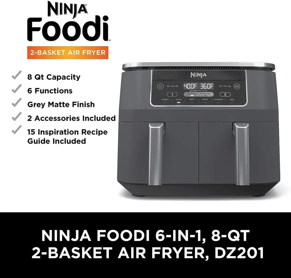 DZ201 Ninja® Foodi® 6-in-1 Air Fryer with DualZone™ Technology-2