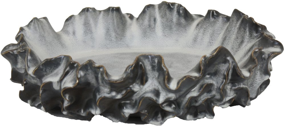 Large Ceramic Aqua and Gray Bowl