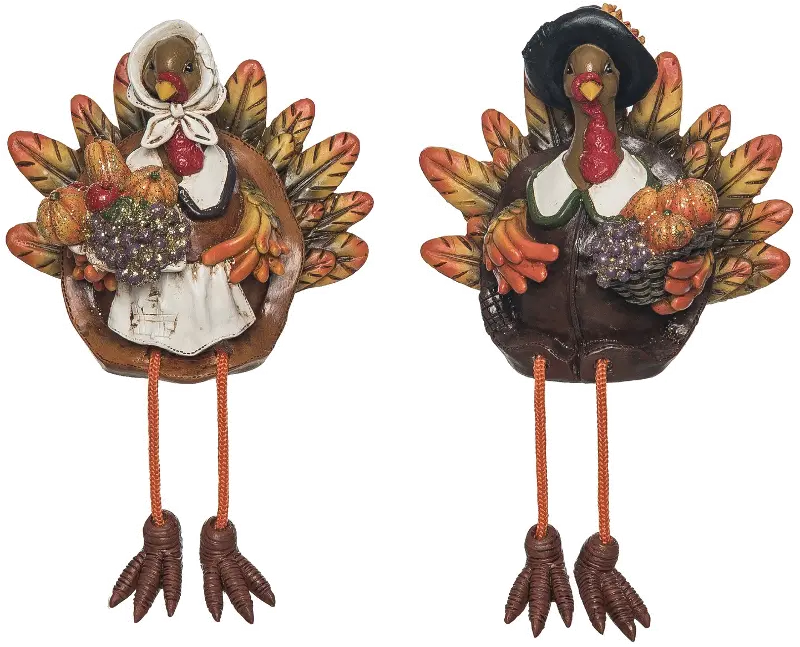 Harvest Turkey Sitter Figurine Set of 2