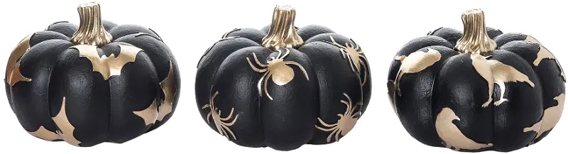 Gold and Black Pumpkins Set of 3